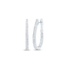 10kt White Gold Womens Round Diamond Inside-Outside Oblong Hoop Earrings 1/2 Cttw