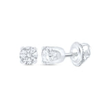 14kt White Gold Unisex Round Diamond Solitaire Stud Earrings 3/8 Cttw