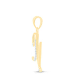 10kt Yellow Gold Womens Round Diamond M Initial Letter Pendant 1/20 Cttw