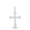 10kt White Gold Womens Round Diamond Cross Pendant 1/5 Cttw