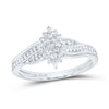 10kt White Gold Womens Round Diamond Oval Cluster Ring 1/5 Cttw