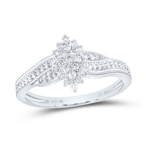 10kt White Gold Womens Round Diamond Oval Cluster Ring 1/5 Cttw