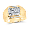 10kt Yellow Gold Mens Round Diamond Square Cluster Ring 1/4 Cttw