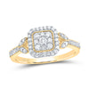 10kt Yellow Gold Womens Round Diamond Square Ring 1/3 Cttw