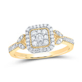 10kt Yellow Gold Womens Round Diamond Square Ring 1/3 Cttw