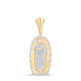 10kt Yellow Gold Mens Round Diamond Guadalupe Mary Charm Pendant 1 Cttw