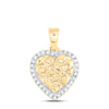 10kt Yellow Gold Womens Round Diamond Nugget Heart Pendant 1/12 Cttw
