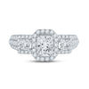 14kt White Gold Emerald Diamond 3-stone Bridal Wedding Engagement Ring 1-1/2 Cttw