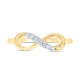 10kt Yellow Gold Womens Round Diamond Infinity Ring 1/20 Cttw