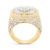 10kt Yellow Gold Mens Baguette Diamond Square Flower Cluster Ring 5-1/4 Cttw