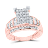 10kt Rose Gold Round Diamond Square Bridal Wedding Engagement Ring 1 Cttw