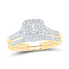 14kt Yellow Gold Round Diamond Bridal Wedding Ring Band Set 1/2 Cttw