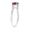 Sterling Silver Womens Heart Synthetic Ruby Solitaire Diamond Ring 1 Cttw