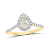 10kt Yellow Gold Womens Round Diamond Pear-shape Halo Ring 1/3 Cttw