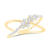 14kt Yellow Gold Womens Baguette Diamond Scattered Open Fashion Ring 1/5 Cttw