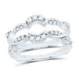 14kt White Gold Womens Round Diamond Wrap Ring Guard Enhancer 1/3 Cttw