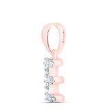 10kt Rose Gold Womens Round Diamond E Initial Letter Pendant 1/20 Cttw