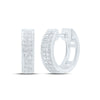 10kt White Gold Womens Round Diamond Huggie Earrings 1/6 Cttw