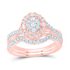 10kt Rose Gold Round Diamond Bridal Wedding Ring Band Set 5/8 Cttw