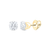 14kt Yellow Gold Unisex Round Diamond Solitaire Stud Earrings 7/8 Cttw