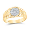 10kt Yellow Gold Mens Round Diamond Cluster Nugget Band Ring 1/4 Cttw