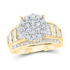 10kt Yellow Gold Round Diamond Cluster Bridal Wedding Engagement Ring 1-1/2 Cttw
