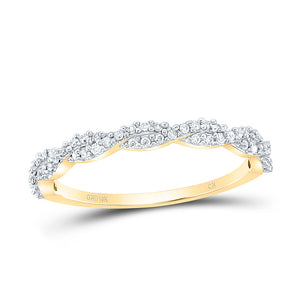 10kt Yellow Gold Womens Round Diamond Twist Stackable Band Ring 1/6 Cttw