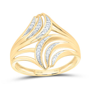 10kt Yellow Gold Womens Round Diamond Fashion Ring 1/20 Cttw