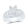 10kt White Gold Princess Diamond Cluster Bridal Wedding Engagement Ring 7/8 Cttw