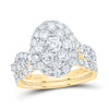 10kt Yellow Gold Round Diamond Oval Halo Bridal Wedding Ring Band Set 2 Cttw