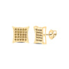 10kt Yellow Gold Round Yellow Color Enhanced Diamond Cluster Earrings 1/6 Cttw