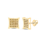 10kt Yellow Gold Round Yellow Color Enhanced Diamond Cluster Earrings 1/6 Cttw