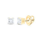 14kt Yellow Gold Womens Princess Diamond Solitaire Earrings 1/5 Cttw
