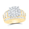 10kt Yellow Gold Round Diamond Cluster Bridal Wedding Engagement Ring 2 Cttw