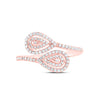 10kt Rose Gold Womens Round Diamond Bypass Teardrop Ring 3/8 Cttw