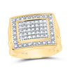 10kt Yellow Gold Mens Round Diamond Square Ring 1/2 Cttw