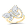 10kt Yellow Gold Womens Round Diamond Butterfly Ring 1/2 Cttw