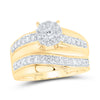 14kt Yellow Gold His Hers Round Diamond Cluster Matching Wedding Set 1 Cttw