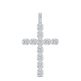 10kt White Gold Mens Baguette Diamond Cross Charm Pendant 2-1/3 Cttw