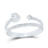 10kt White Gold Womens Round Diamond Heart Stackable Band Ring 1/6 Cttw