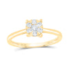 10kt Yellow Gold Womens Round Diamond Cluster Ring 1/4 Cttw