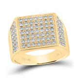 10kt Yellow Gold Mens Round Diamond Square Ring 1-1/2 Cttw