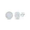 Sterling Silver Round Diamond Disk Circle Earrings 1/6 Cttw