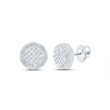 Sterling Silver Round Diamond Disk Circle Earrings 1/6 Cttw