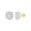 10kt Yellow Gold Round Diamond Cluster Earrings 5/8 Cttw