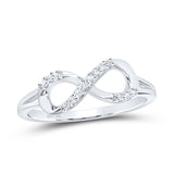 10kt White Gold Womens Round Diamond Infinity Fashion Ring 1/12 Cttw