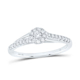 10kt White Gold Womens Round Diamond Halo Promise Ring 1/4 Cttw