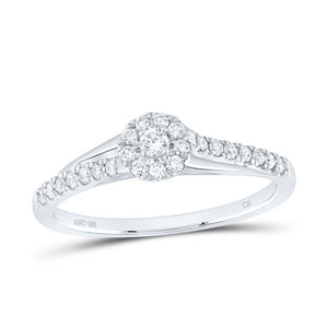 10kt White Gold Womens Round Diamond Halo Promise Ring 1/4 Cttw