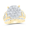 10kt Yellow Gold Round Diamond Cluster Bridal Wedding Engagement Ring 3 Cttw