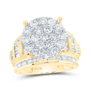 10kt Yellow Gold Round Diamond Cluster Bridal Wedding Engagement Ring 3 Cttw